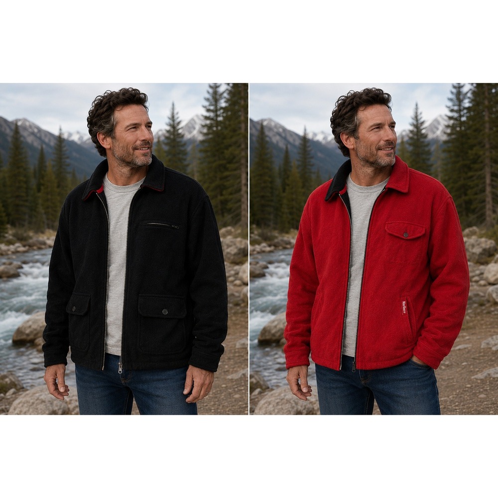 Marlboro Adventure Team Reversible Jacket Men XL Black Red Wool‎ Zip Up Vintage